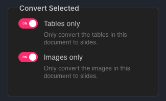Convert Tables or Images Only