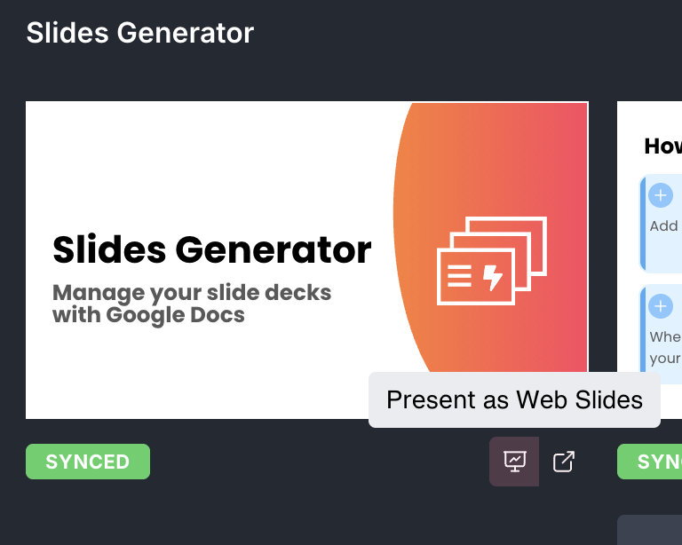Present as Web Slides Button