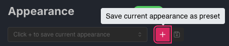 Create Appearance Preset