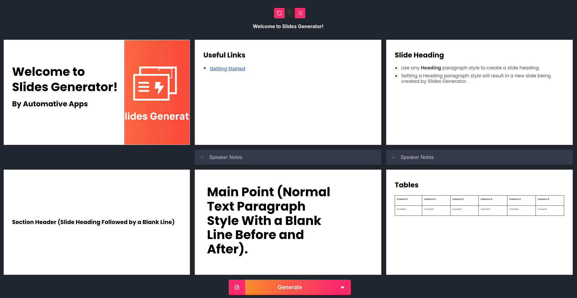 Slide Previews