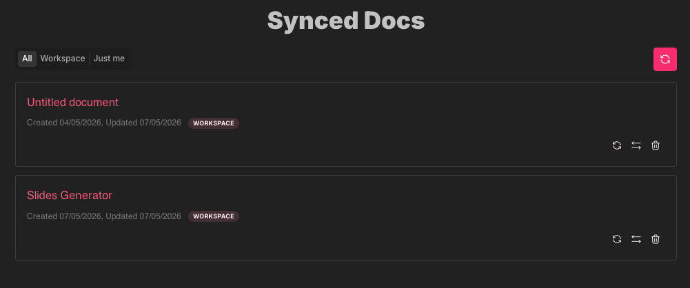 Open Synced Docs