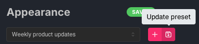 Update Appearance Preset